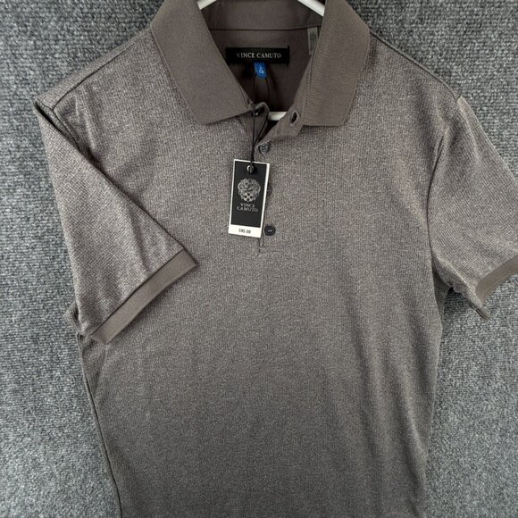NWT Vince Camuto Polo Shirt Gray Short Sleeve Small $95 Knit Polyester Adult - Picture 1 of 11
